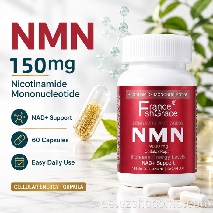 Shecome NMN Ergänzung zum Energiestoffwechsel, Anti-Aging-Kapseln